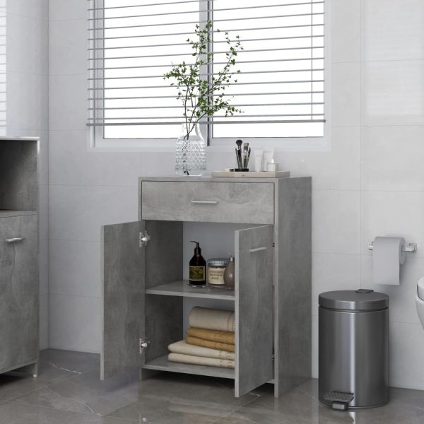 Bathroom Cabinet 60x33x80 cm Engineered Wood – Concrete Grey