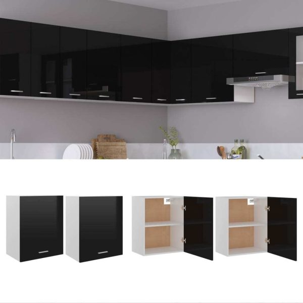 Hanging Cabinets 2 pcs High Gloss Black 50x31x60 cm Chipboard