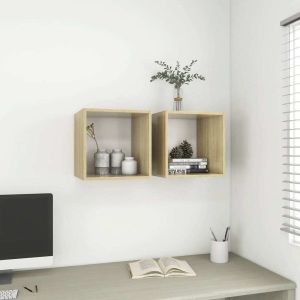 Wall Cabinet 37x37x37 cm Engineered Wood – White and Sonoma Oak, 1