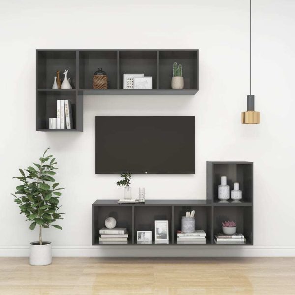 Wall Cabinet 37x37x37 cm Engineered Wood – High Gloss Grey, 2