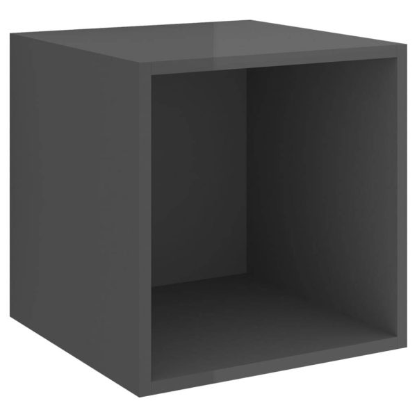 Wall Cabinet 37x37x37 cm Engineered Wood – High Gloss Grey, 4
