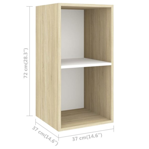 Burleson Wall-mounted TV Cabinet Engineered Wood – 37x37x72 cm, Sonoma Oak and White