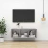Burleson Wall-mounted TV Cabinet Engineered Wood – 37x37x107 cm, Concrete Grey