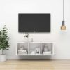 Burleson Wall-mounted TV Cabinet Engineered Wood – 37x37x107 cm, High Gloss White