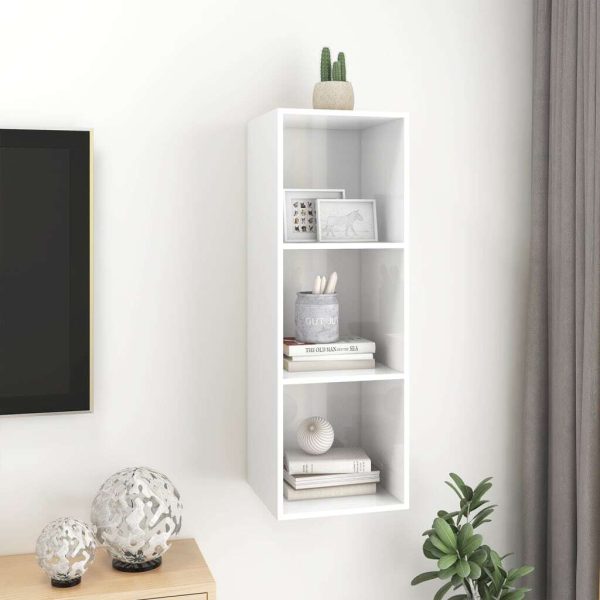 Burleson Wall-mounted TV Cabinet Engineered Wood – 37x37x107 cm, High Gloss White