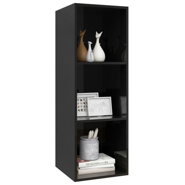 Burleson Wall-mounted TV Cabinet Engineered Wood – 37x37x107 cm, High Gloss Black