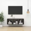 Burleson Wall-mounted TV Cabinet Engineered Wood – 37x37x107 cm, High Gloss Grey