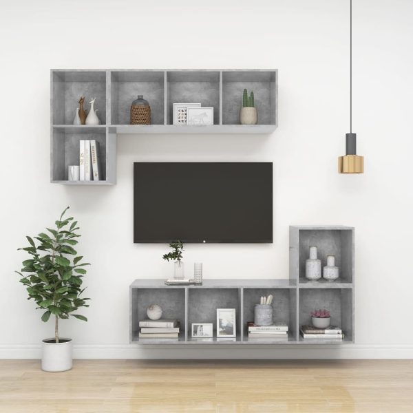 Burleson Wall-mounted TV Cabinet Engineered Wood – 37x37x142.5 cm, Concrete Grey