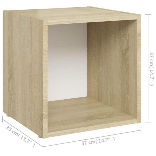 Jasmine TV Cabinet 37x35x37 cm Engineered Wood – White and Sonoma Oak, 4