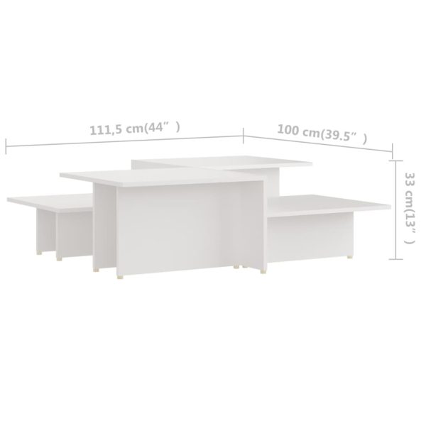 Coffee Table 111.5x50x33 cm Engineered Wood – White, 2