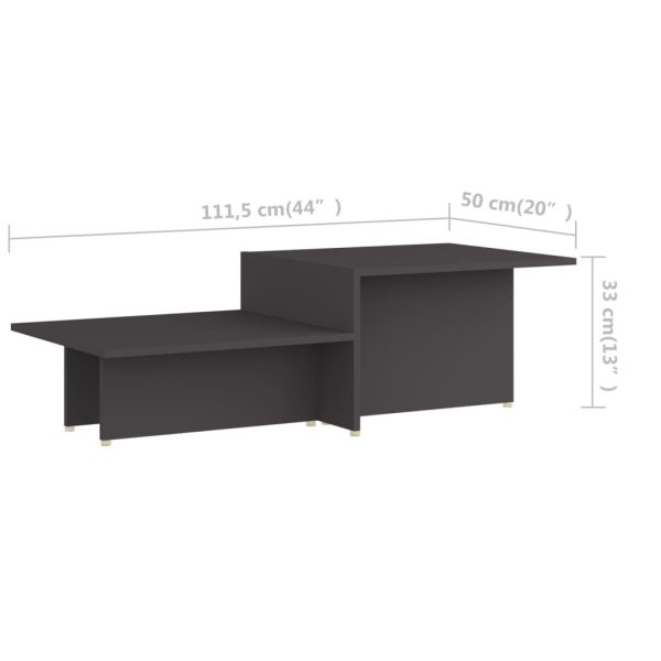 Coffee Table 111.5x50x33 cm Engineered Wood – Grey, 1