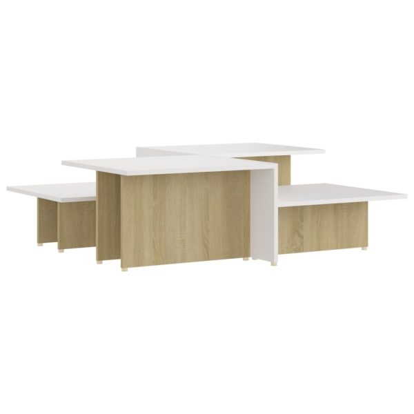 Coffee Table 111.5x50x33 cm Engineered Wood – Sonoma Oak and White, 2
