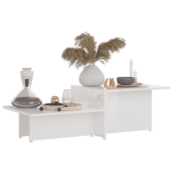 Coffee Table 111.5x50x33 cm Engineered Wood – High Gloss White, 1