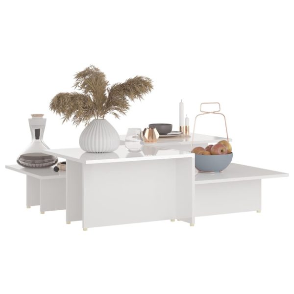 Coffee Table 111.5x50x33 cm Engineered Wood – High Gloss White, 2