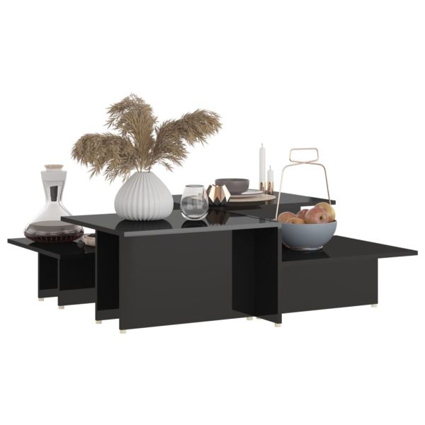 Coffee Table 111.5x50x33 cm Engineered Wood – High Gloss Black, 2
