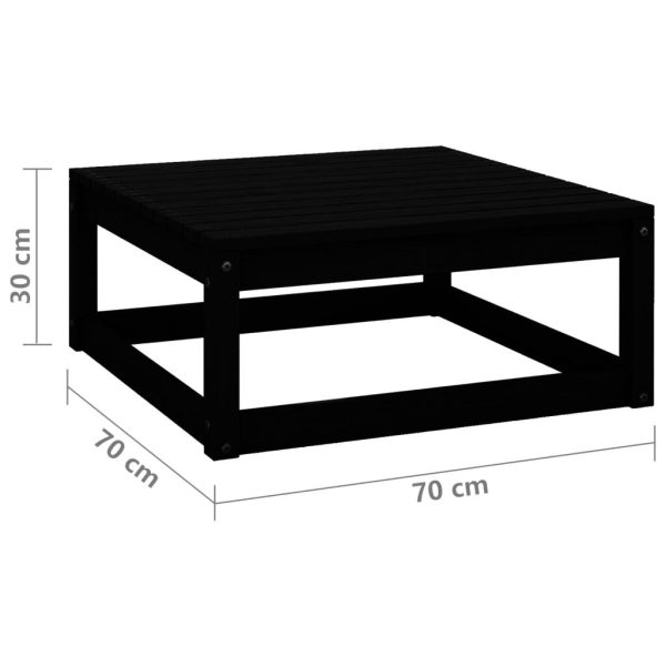 Garden Footstool 70x70x30 cm Solid Pinewood – Black