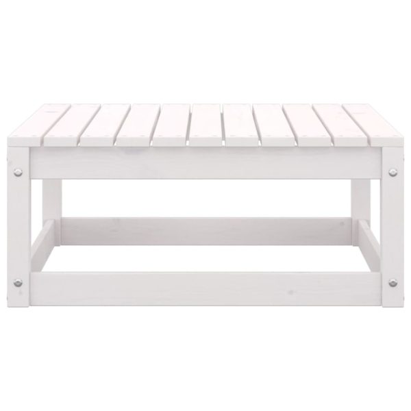 Garden Footstool with Cushion Solid Pinewood – White, 2