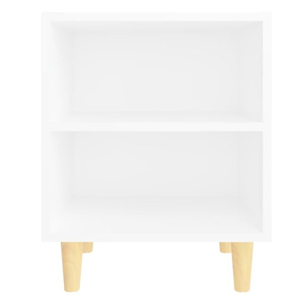 Glades Bed Cabinet with Solid Wood Legs 40x30x50 cm – White, 1