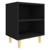 Glades Bed Cabinet with Solid Wood Legs 40x30x50 cm – Black, 1