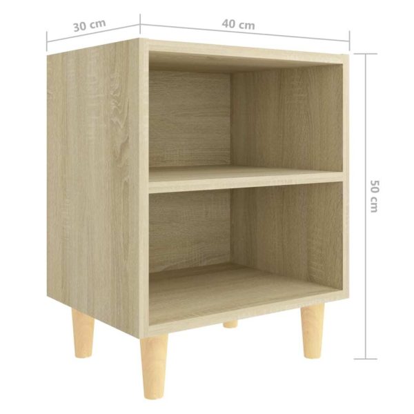 Glades Bed Cabinet with Solid Wood Legs 40x30x50 cm – Sonoma oak, 1