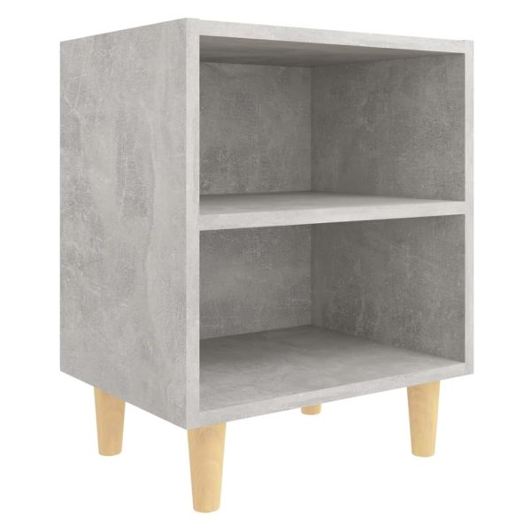 Glades Bed Cabinet with Solid Wood Legs 40x30x50 cm – Concrete Grey, 1