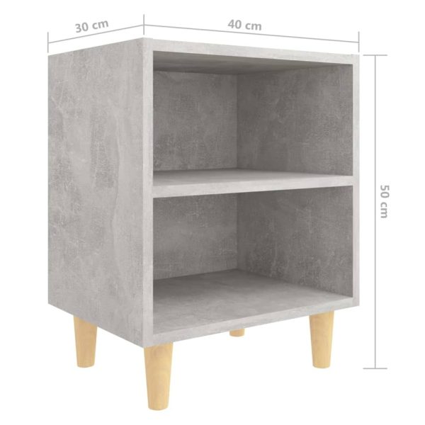 Glades Bed Cabinet with Solid Wood Legs 40x30x50 cm – Concrete Grey, 1