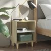 Glades Bed Cabinet with Solid Wood Legs 40x30x50 cm – Sonoma Oak and White, 1