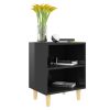 Glades Bed Cabinet with Solid Wood Legs 40x30x50 cm – High Gloss Black, 1