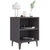 Cheshunt Bed Cabinet with Metal Legs 40x30x50 cm – Grey, 1