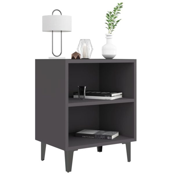 Cheshunt Bed Cabinet with Metal Legs 40x30x50 cm – Grey, 2