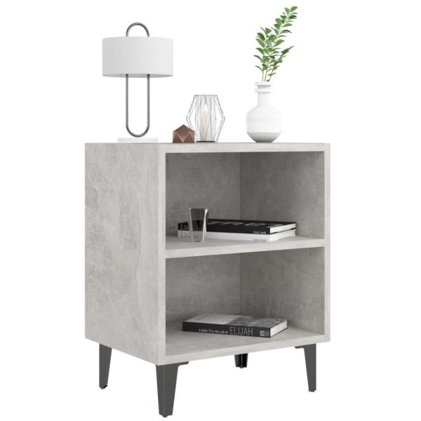 Cheshunt Bed Cabinet with Metal Legs 40x30x50 cm – Concrete Grey, 1