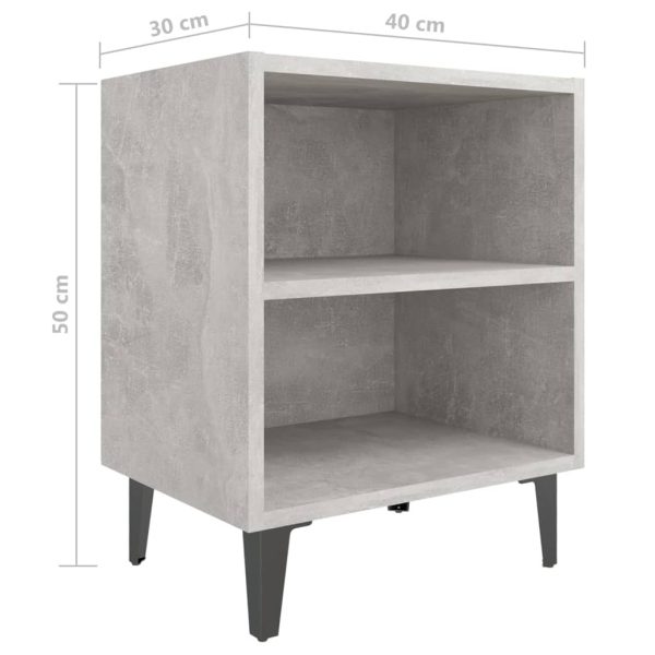 Cheshunt Bed Cabinet with Metal Legs 40x30x50 cm – Concrete Grey, 2