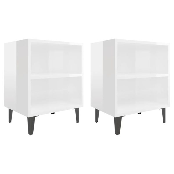 Cheshunt Bed Cabinet with Metal Legs 40x30x50 cm – High Gloss White, 2