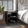 Cheshunt Bed Cabinet with Metal Legs 40x30x50 cm – High Gloss Black, 2