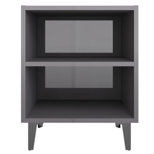 Cheshunt Bed Cabinet with Metal Legs 40x30x50 cm – High Gloss Grey, 2