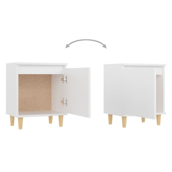 Hackensack Bed Cabinet with Solid Wood Legs 40x30x50 cm – White, 2