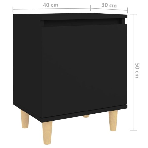 Hackensack Bed Cabinet with Solid Wood Legs 40x30x50 cm – Black, 1