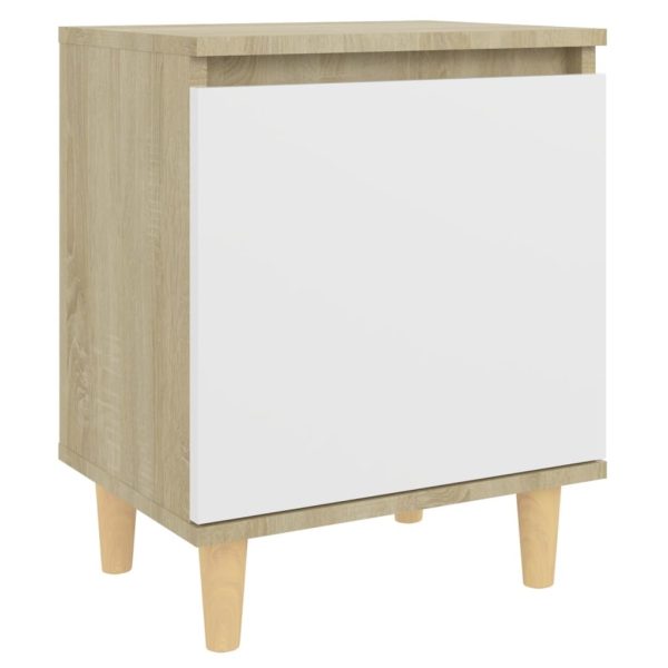 Hackensack Bed Cabinet with Solid Wood Legs 40x30x50 cm – Sonoma Oak and White, 2