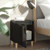Hackensack Bed Cabinet with Solid Wood Legs 40x30x50 cm – High Gloss Black, 2