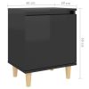 Hackensack Bed Cabinet with Solid Wood Legs 40x30x50 cm – High Gloss Black, 2