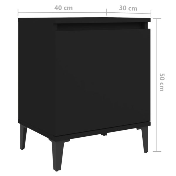 Secaucus Bed Cabinet with Metal Legs 40x30x50 cm – Black, 2