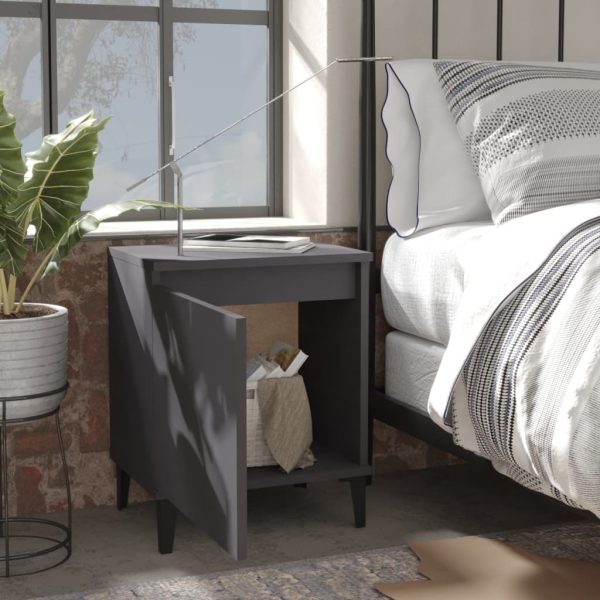 Secaucus Bed Cabinet with Metal Legs 40x30x50 cm – Grey, 1