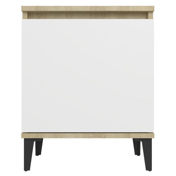 Secaucus Bed Cabinet with Metal Legs 40x30x50 cm – White and Sonoma Oak, 1