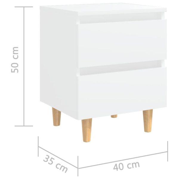 Tualatin Bed Cabinet with Solid Pinewood Legs 40x35x50 cm – White, 2