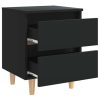 Tualatin Bed Cabinet with Solid Pinewood Legs 40x35x50 cm – Black, 2
