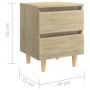 Tualatin Bed Cabinet with Solid Pinewood Legs 40x35x50 cm – Sonoma oak, 1