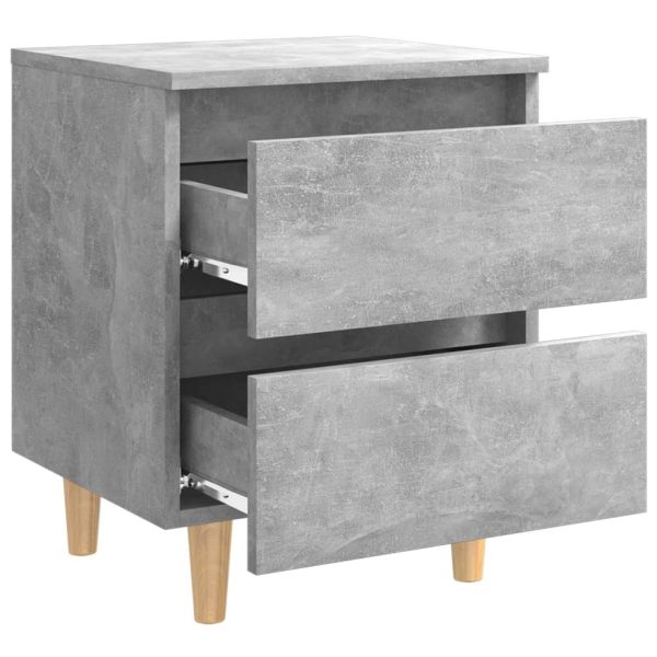 Tualatin Bed Cabinet with Solid Pinewood Legs 40x35x50 cm – Concrete Grey, 1