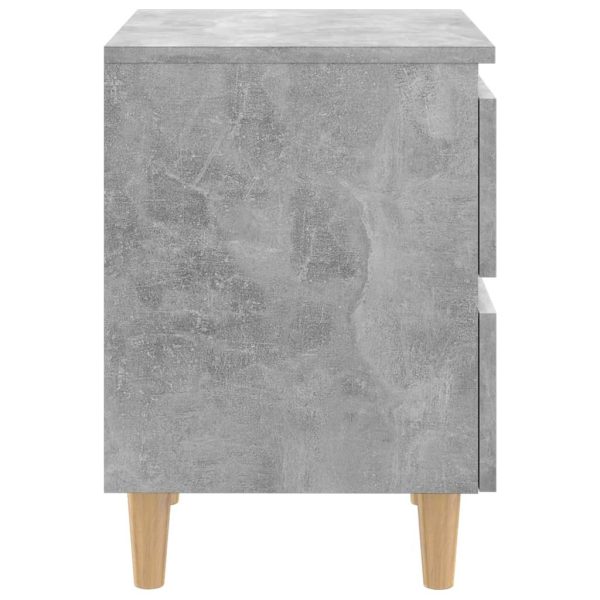 Tualatin Bed Cabinet with Solid Pinewood Legs 40x35x50 cm – Concrete Grey, 2