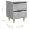 Tualatin Bed Cabinet with Solid Pinewood Legs 40x35x50 cm – Concrete Grey, 2