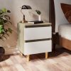 Tualatin Bed Cabinet with Solid Pinewood Legs 40x35x50 cm – White and Sonoma Oak, 1